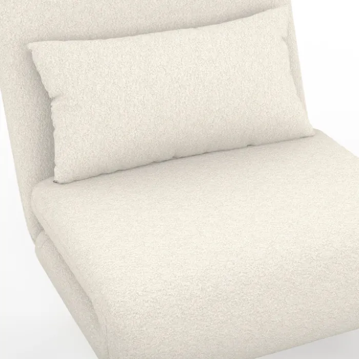 Fauteuil convertible en lit d'appoint 1 place 80x190 cm bouclette blanc