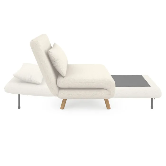 Fauteuil convertible en lit d'appoint 1 place 80x190 cm bouclette blanc