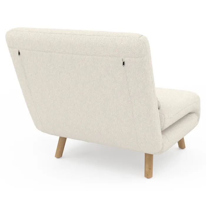 Fauteuil convertible en lit d'appoint 1 place 80x190 cm bouclette blanc