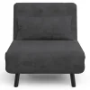 Fauteuil convertible en lit 1 place velours gris anthracite