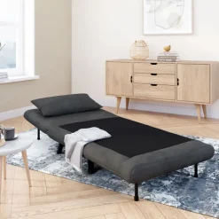 Fauteuil convertible en lit 1 place velours gris anthracite