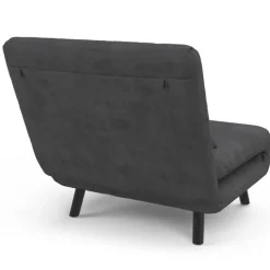 Fauteuil convertible en lit 1 place velours gris anthracite
