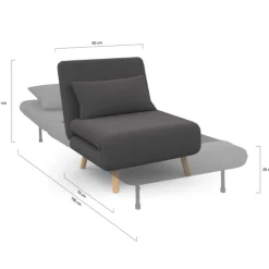 Fauteuil convertible en lit 1 place gris anthracite