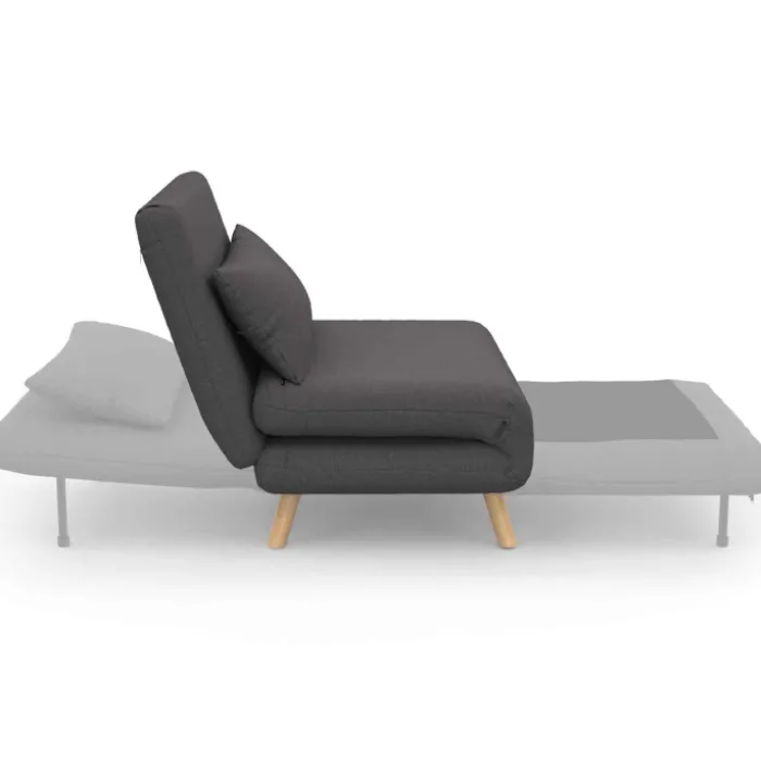 Fauteuil convertible en lit 1 place gris anthracite