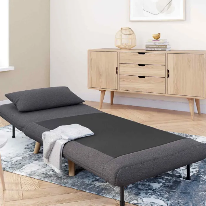 Fauteuil convertible en lit 1 place gris anthracite
