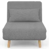 Fauteuil convertible en lit 1 place gris clair