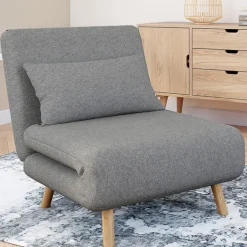 Fauteuil convertible en lit 1 place gris clair