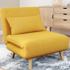 Fauteuil convertible en lit 80x190cm tissu jaune