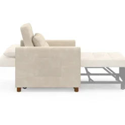 Fauteuil convertible lit d'appoint 1 place 69 x 170 cm tissu chenille beige