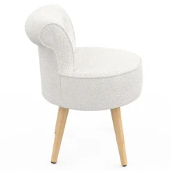Fauteuil crapaud en tissu bouclette blanc