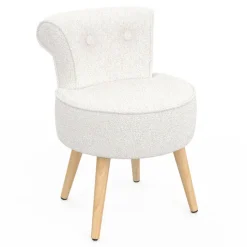 Fauteuil crapaud en tissu bouclette blanc