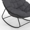 Fauteuil de jardin à bascule effet rotin gris avec coussin gris