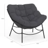 Fauteuil de jardin relax avec coussin effet rotin gris