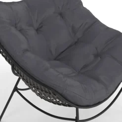 Fauteuil de jardin relax avec coussin effet rotin gris