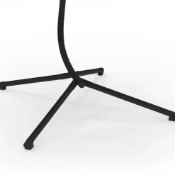 Fauteuil demi-lune suspendu ajouré effet rotin avec coussin écru