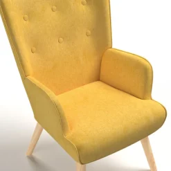 Fauteuil design scandinave jaune moutarde