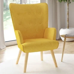 Fauteuil design scandinave jaune moutarde