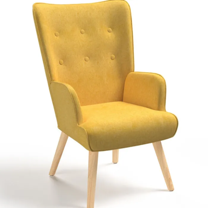 Fauteuil design scandinave jaune moutarde