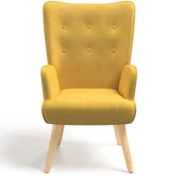 Fauteuil design scandinave jaune moutarde