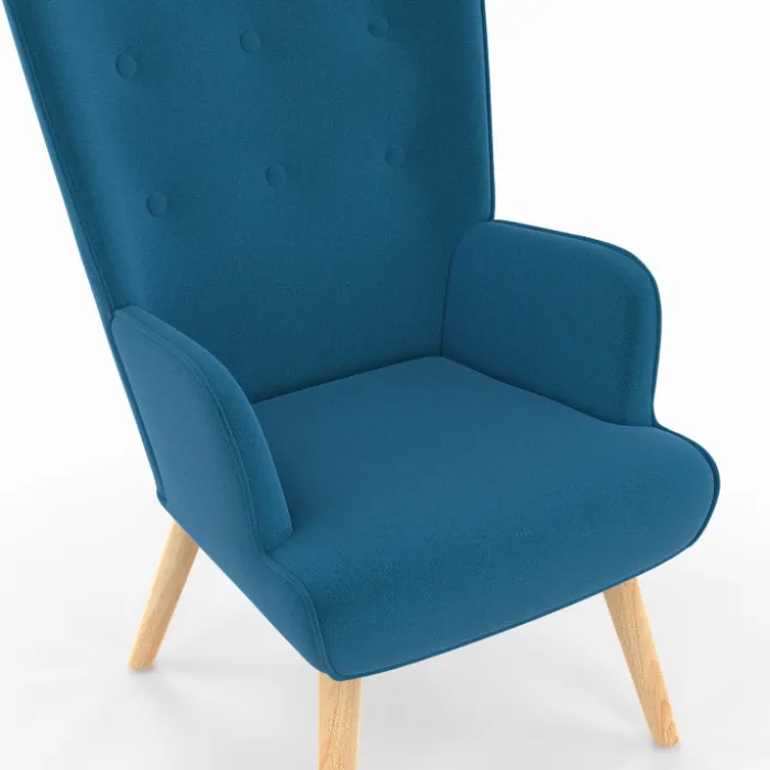 Fauteuil design scandinave bleu canard
