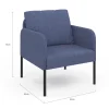 Fauteuil en tissu bleu moderne pieds métal noir