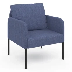 Fauteuil en tissu bleu moderne pieds métal noir