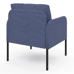 Fauteuil en tissu bleu moderne pieds métal noir