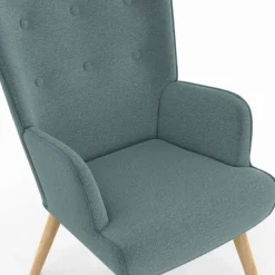 Fauteuil en tissu vert eucalyptus scandinave