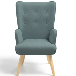 Fauteuil en tissu vert eucalyptus scandinave