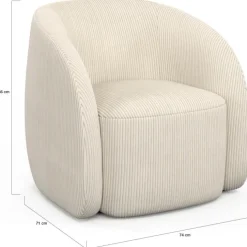 Fauteuil en velours côtelé beige