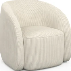 Fauteuil en velours côtelé beige