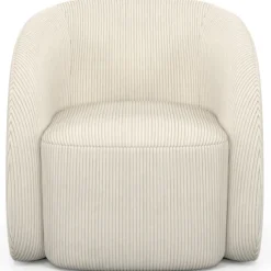 Fauteuil en velours côtelé beige
