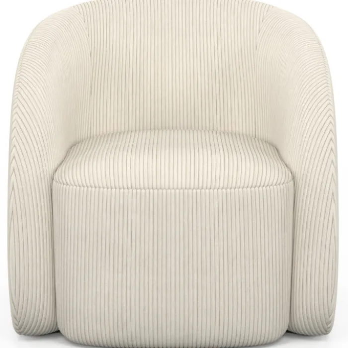 Fauteuil en velours côtelé beige