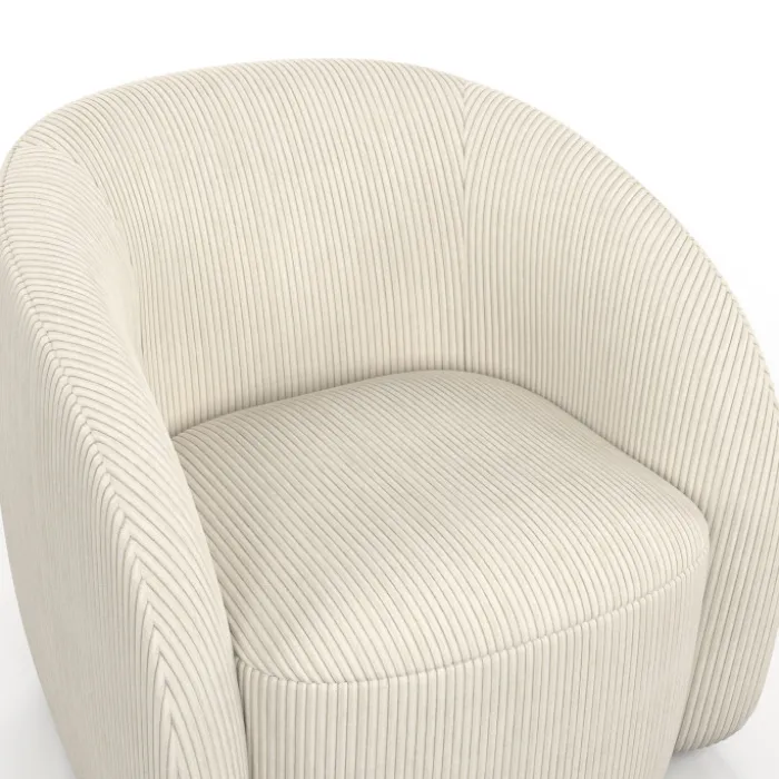 Fauteuil en velours côtelé beige