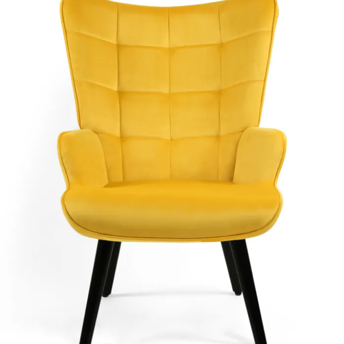 Fauteuil en velours jaune style scandinave