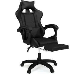 Fauteuil gamer noir réglable et inclinable avec repose pied