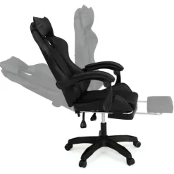 Fauteuil gamer noir réglable et inclinable avec repose pied