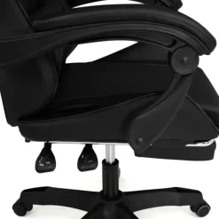 Fauteuil gamer noir réglable et inclinable avec repose pied