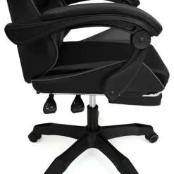 Fauteuil gamer réglable et inclinable avec repose-pied et coussins noir et gris