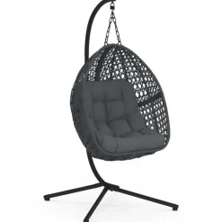 Fauteuil lune suspendu avec coussins gris