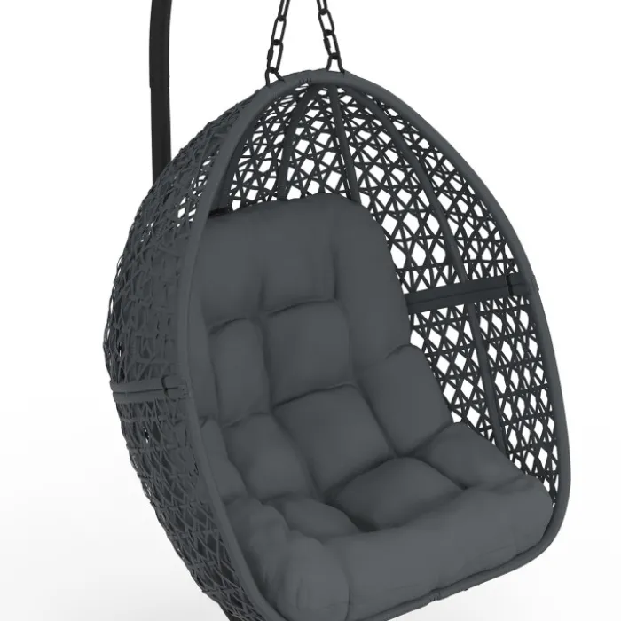 Fauteuil lune suspendu avec coussins gris