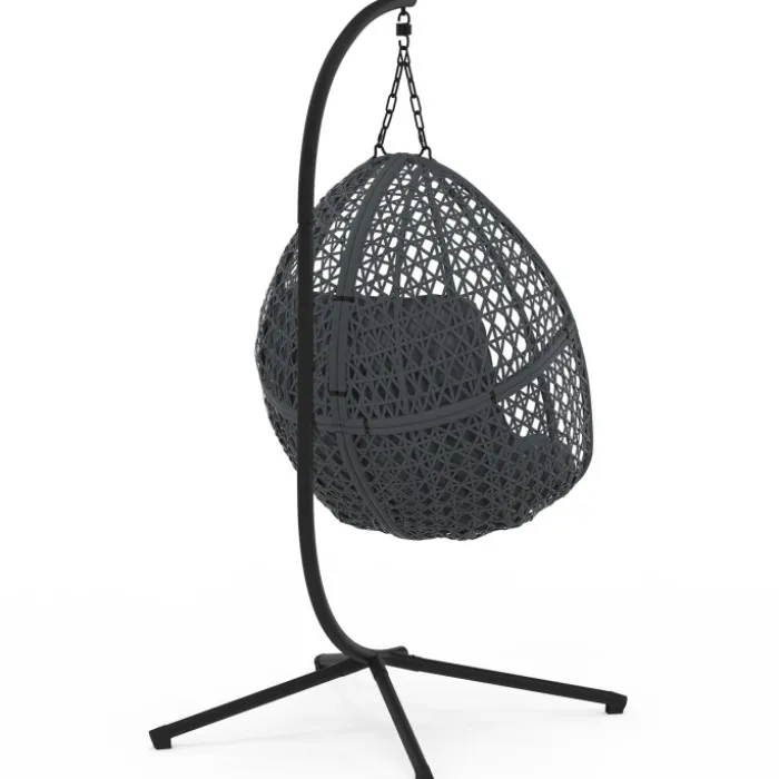 Fauteuil lune suspendu avec coussins gris