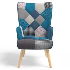 Fauteuil patchwork bleu style scandinave