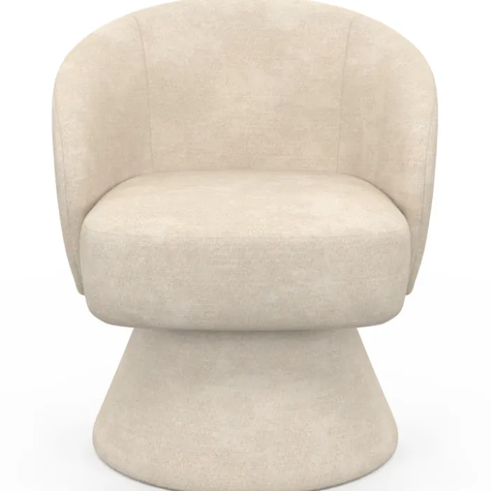 Fauteuil pivotant en tissu chenille beige