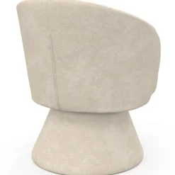 Fauteuil pivotant en tissu chenille beige