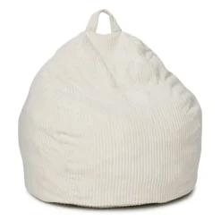 Fauteuil poire gros pouf en velours côtelé beige