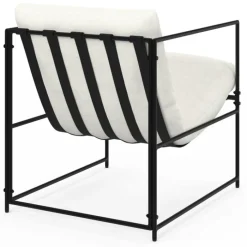 Fauteuil rembourré structure métal et coussin blanc
