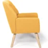 Fauteuil scandinave en tissu jaune moutarde