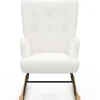 Fauteuil scandinave en tissu à bascule bouclette beige