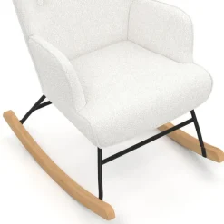 Fauteuil scandinave en tissu à bascule bouclette beige